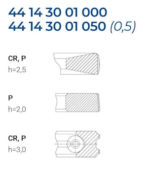 Комплект поршневых колец 44 14 30 01 000 (Cummins ISF2,8)   