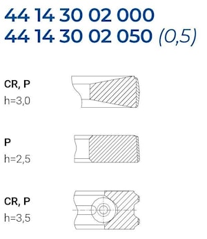Комплект поршневых колец 44 14 30 02 000/050 Cummins   